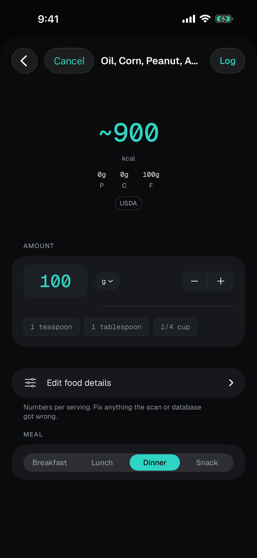 household measures: tap one, the amount fills in